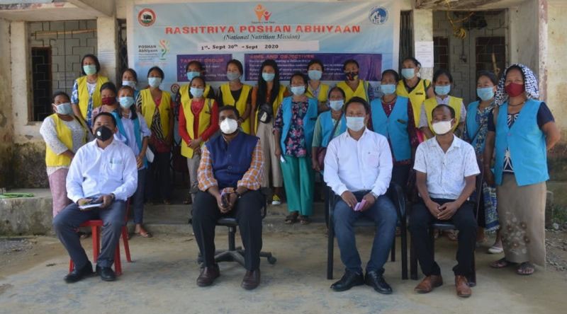 DC Mon, Thavaseelan K with other officials during the launching of of Poshan Maah was held at District Social Welfare Office, Mon on September 1. (DIPR Photo)